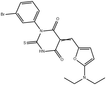 1-(3-bromophenyl)-5-{[5-(diethylamino)-2-furyl]methylene}-2-thioxodihydro-4,6(1H,5H)-pyrimidinedione Struktur