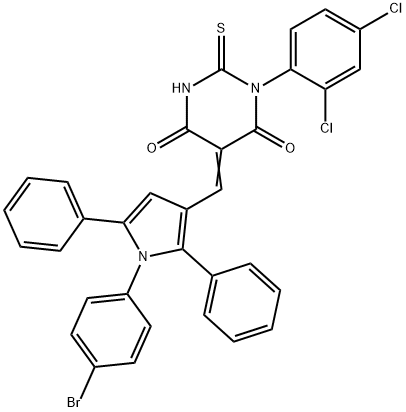 5-{[1-(4-bromophenyl)-2,5-diphenyl-1H-pyrrol-3-yl]methylene}-1-(2,4-dichlorophenyl)-2-thioxodihydro-4,6(1H,5H)-pyrimidinedione Struktur