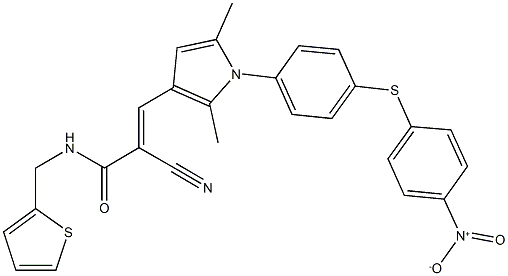 2-cyano-3-{1-[4-({4-nitrophenyl}sulfanyl)phenyl]-2,5-dimethyl-1H-pyrrol-3-yl}-N-(2-thienylmethyl)acrylamide Struktur