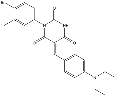 1-(4-bromo-3-methylphenyl)-5-[4-(diethylamino)benzylidene]-2,4,6(1H,3H,5H)-pyrimidinetrione Struktur