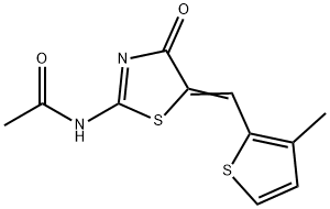 N-{5-[(3-methyl-2-thienyl)methylene]-4-oxo-1,3-thiazolidin-2-ylidene}acetamide Struktur