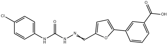 3-(5-{2-[(4-chloroanilino)carbonyl]carbohydrazonoyl}-2-furyl)benzoic acid Struktur