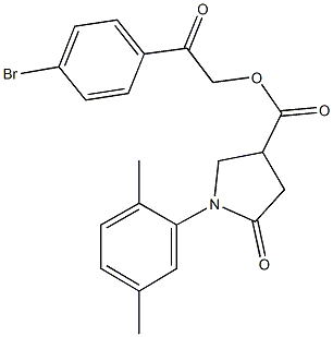 2-(4-bromophenyl)-2-oxoethyl 1-(2,5-dimethylphenyl)-5-oxo-3-pyrrolidinecarboxylate Struktur