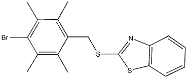 2-[(4-bromo-2,3,5,6-tetramethylbenzyl)sulfanyl]-1,3-benzothiazole Struktur