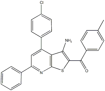 [3-amino-4-(4-chlorophenyl)-6-phenylthieno[2,3-b]pyridin-2-yl](4-methylphenyl)methanone Struktur