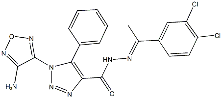 1-(4-amino-1,2,5-oxadiazol-3-yl)-N'-[1-(3,4-dichlorophenyl)ethylidene]-5-phenyl-1H-1,2,3-triazole-4-carbohydrazide Struktur