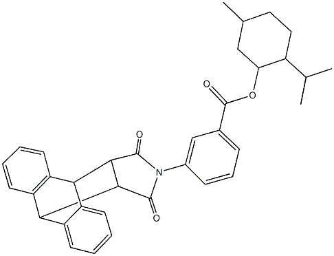 2-isopropyl-5-methylcyclohexyl 3-(16,18-dioxo-17-azapentacyclo[6.6.5.0~2,7~.0~9,14~.0~15,19~]nonadeca-2,4,6,9,11,13-hexaen-17-yl)benzoate Struktur