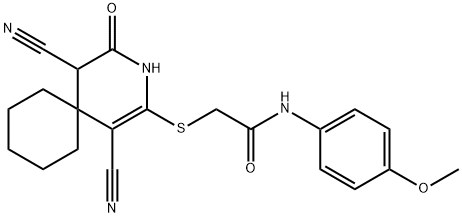 2-[(1,5-dicyano-4-oxo-3-azaspiro[5.5]undec-1-en-2-yl)sulfanyl]-N-(4-methoxyphenyl)acetamide Struktur