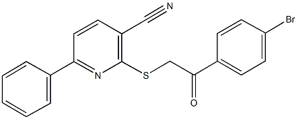 2-{[2-(4-bromophenyl)-2-oxoethyl]sulfanyl}-6-phenylnicotinonitrile Struktur