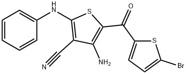 4-amino-2-anilino-5-[(5-bromo-2-thienyl)carbonyl]-3-thiophenecarbonitrile Struktur