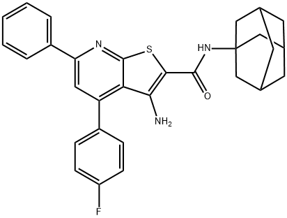 N-(1-adamantyl)-3-amino-4-(4-fluorophenyl)-6-phenylthieno[2,3-b]pyridine-2-carboxamide Struktur