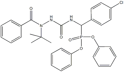 diphenyl {[(2-benzoyl-2-tert-butylhydrazino)carbonyl]amino}(4-chlorophenyl)methylphosphonate Struktur