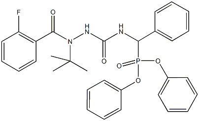 diphenyl ({[2-tert-butyl-2-(2-fluorobenzoyl)hydrazino]carbonyl}amino)(phenyl)methylphosphonate Struktur