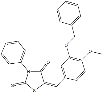 5-[3-(benzyloxy)-4-methoxybenzylidene]-3-phenyl-2-thioxo-1,3-thiazolidin-4-one Struktur