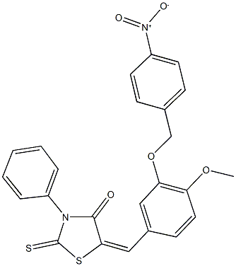 5-[3-({4-nitrobenzyl}oxy)-4-methoxybenzylidene]-3-phenyl-2-thioxo-1,3-thiazolidin-4-one Struktur