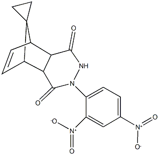 4'-(2,4-dinitrophenyl)-spiro[cyclopropane-1,11'-[4,5]diazatricyclo[6.2.1.0~2,7~]undec[9]ene]-3',6'-dione Struktur