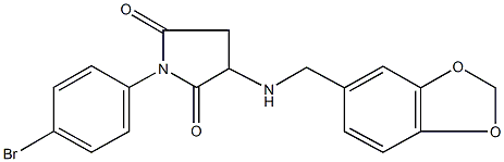 3-[(1,3-benzodioxol-5-ylmethyl)amino]-1-(4-bromophenyl)-2,5-pyrrolidinedione Struktur