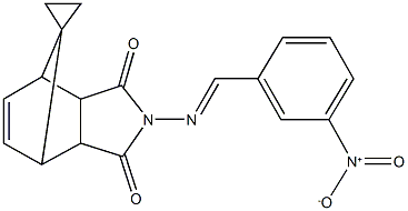 4-[(3-nitrobenzylidene)amino]-spiro[4-azatricyclo[5.2.1.0~2,6~]dec[8]ene-10,1'-cyclopropane]-3,5-dione Struktur