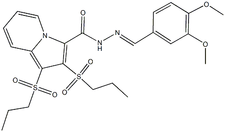 N'-(3,4-dimethoxybenzylidene)-1,2-bis(propylsulfonyl)-3-indolizinecarbohydrazide Struktur