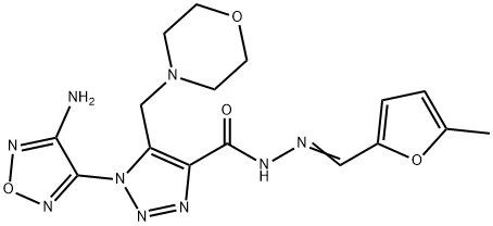 1-(4-amino-1,2,5-oxadiazol-3-yl)-N'-[(5-methyl-2-furyl)methylene]-5-(4-morpholinylmethyl)-1H-1,2,3-triazole-4-carbohydrazide Struktur