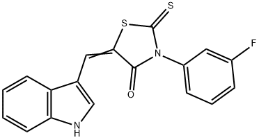 3-(3-fluorophenyl)-5-(1H-indol-3-ylmethylene)-2-thioxo-1,3-thiazolidin-4-one Struktur