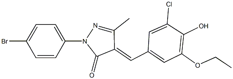 2-(4-bromophenyl)-4-(3-chloro-5-ethoxy-4-hydroxybenzylidene)-5-methyl-2,4-dihydro-3H-pyrazol-3-one Struktur