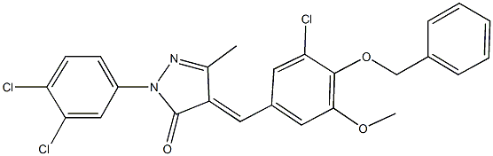 4-[4-(benzyloxy)-3-chloro-5-methoxybenzylidene]-2-(3,4-dichlorophenyl)-5-methyl-2,4-dihydro-3H-pyrazol-3-one Struktur