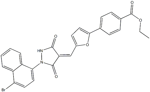 ethyl 4-(5-{[1-(4-bromo-1-naphthyl)-3,5-dioxo-4-pyrazolidinylidene]methyl}-2-furyl)benzoate Struktur