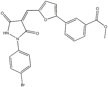 methyl 3-(5-{[1-(4-bromophenyl)-3,5-dioxo-4-pyrazolidinylidene]methyl}-2-furyl)benzoate Struktur