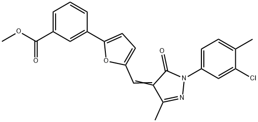 methyl 3-(5-{[1-(3-chloro-4-methylphenyl)-3-methyl-5-oxo-1,5-dihydro-4H-pyrazol-4-ylidene]methyl}-2-furyl)benzoate Struktur