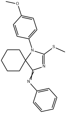 N-[1-(4-methoxyphenyl)-2-(methylsulfanyl)-1,3-diazaspiro[4.5]dec-2-en-4-ylidene]-N-phenylamine Struktur