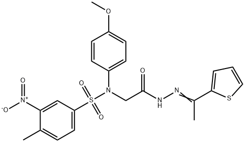 3-nitro-N-(4-methoxyphenyl)-4-methyl-N-(2-oxo-2-{2-[1-(2-thienyl)ethylidene]hydrazino}ethyl)benzenesulfonamide Struktur