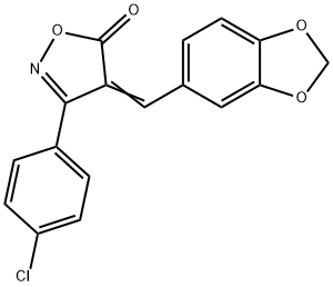 4-(1,3-benzodioxol-5-ylmethylene)-3-(4-chlorophenyl)-5(4H)-isoxazolone Struktur