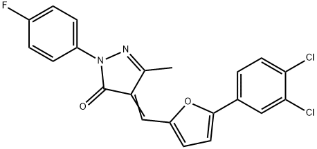 4-{[5-(3,4-dichlorophenyl)-2-furyl]methylene}-2-(4-fluorophenyl)-5-methyl-2,4-dihydro-3H-pyrazol-3-one Struktur