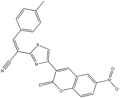 2-(4-{6-nitro-2-oxo-2H-chromen-3-yl}-1,3-thiazol-2-yl)-3-(4-methylphenyl)acrylonitrile Struktur