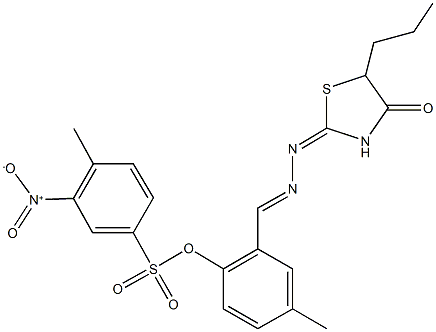 4-methyl-2-[2-(4-oxo-5-propyl-1,3-thiazolidin-2-ylidene)carbohydrazonoyl]phenyl 3-nitro-4-methylbenzenesulfonate Struktur