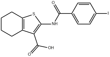 2-[(4-iodobenzoyl)amino]-4,5,6,7-tetrahydro-1-benzothiophene-3-carboxylic acid Struktur