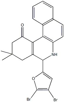 5-(4,5-dibromo-2-furyl)-3,3-dimethyl-3,4,5,6-tetrahydrobenzo[a]phenanthridin-1(2H)-one Struktur