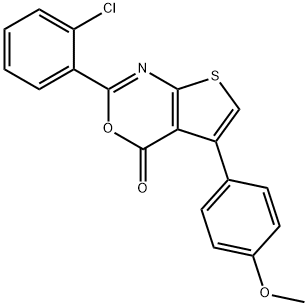 2-(2-chlorophenyl)-5-(4-methoxyphenyl)-4H-thieno[2,3-d][1,3]oxazin-4-one Struktur