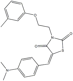 5-[4-(dimethylamino)benzylidene]-3-[2-(3-methylphenoxy)ethyl]-1,3-thiazolidine-2,4-dione Struktur