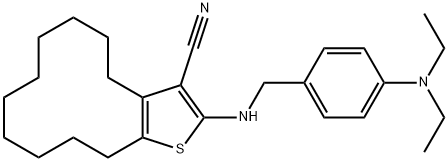 2-{[4-(diethylamino)benzyl]amino}-4,5,6,7,8,9,10,11,12,13-decahydrocyclododeca[b]thiophene-3-carbonitrile Struktur