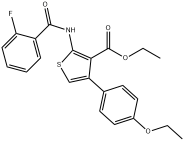 ethyl 4-(4-ethoxyphenyl)-2-[(2-fluorobenzoyl)amino]-3-thiophenecarboxylate Struktur