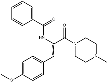 N-{1-[(4-methyl-1-piperazinyl)carbonyl]-2-[4-(methylsulfanyl)phenyl]vinyl}benzamide Struktur