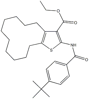 ethyl 2-[(4-tert-butylbenzoyl)amino]-4,5,6,7,8,9,10,11,12,13-decahydrocyclododeca[b]thiophene-3-carboxylate Struktur