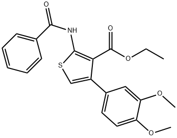 ethyl 2-(benzoylamino)-4-(3,4-dimethoxyphenyl)-3-thiophenecarboxylate Struktur