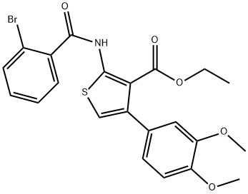 ethyl 2-[(2-bromobenzoyl)amino]-4-(3,4-dimethoxyphenyl)-3-thiophenecarboxylate Struktur