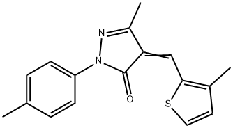 5-methyl-2-(4-methylphenyl)-4-[(3-methyl-2-thienyl)methylene]-2,4-dihydro-3H-pyrazol-3-one Struktur