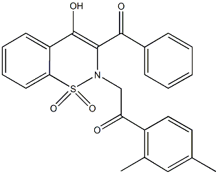 2-(3-benzoyl-4-hydroxy-1,1-dioxido-2H-1,2-benzothiazin-2-yl)-1-(2,4-dimethylphenyl)ethanone Struktur