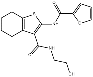 N-(3-{[(2-hydroxyethyl)amino]carbonyl}-4,5,6,7-tetrahydro-1-benzothien-2-yl)-2-furamide Struktur