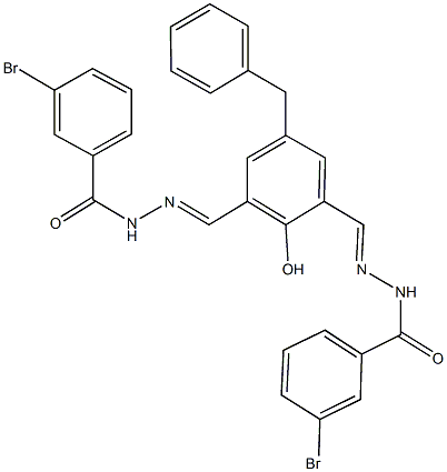 N'-{5-benzyl-3-[2-(3-bromobenzoyl)carbohydrazonoyl]-2-hydroxybenzylidene}-3-bromobenzohydrazide Struktur